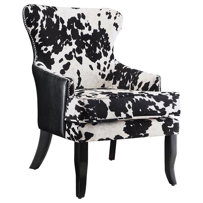 Trea Cowhide Print Accent Chair Black and White - Furniture House (VA)