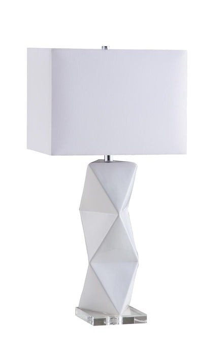 Camie Geometric Ceramic Base Table Lamp White - Furniture House (VA)