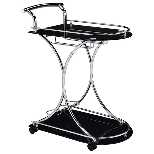 Elfman 2-shelve Serving Cart Chrome and Black - Furniture House (VA)