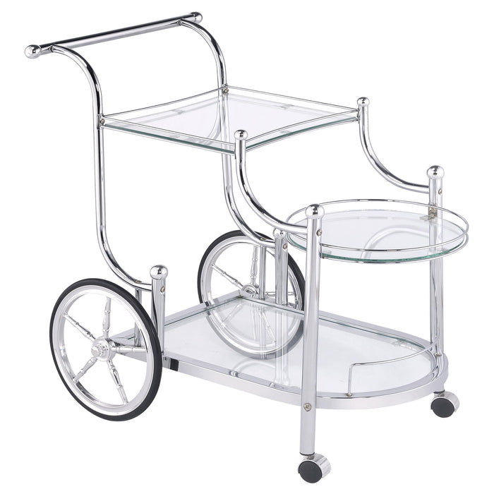 Sarandon 3-tier Serving Cart Chrome and Clear - Furniture House (VA)