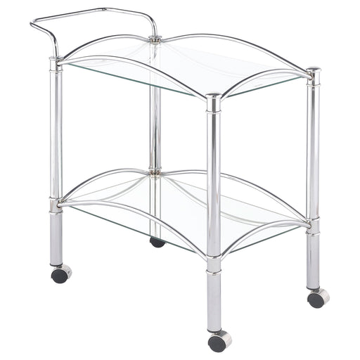 Shadix 2-tier Serving Cart with Glass Top Chrome and Clear - Furniture House (VA)