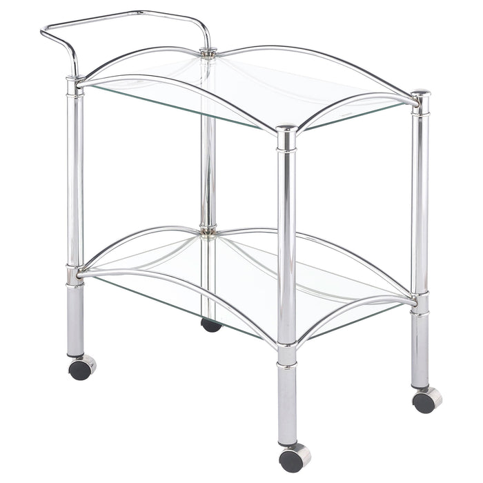 Shadix 2-tier Serving Cart with Glass Top Chrome and Clear - Furniture House (VA)