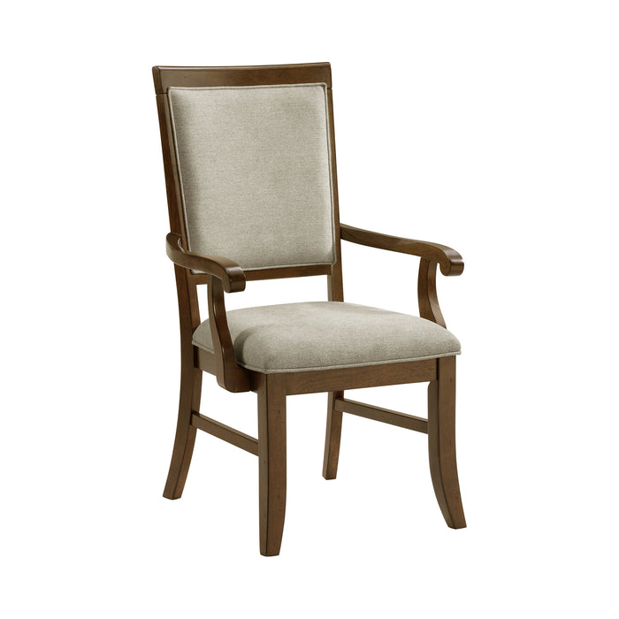 Phillipe Dining Arm Chair with Grey Fabric in Cherry (2 Per Carton)