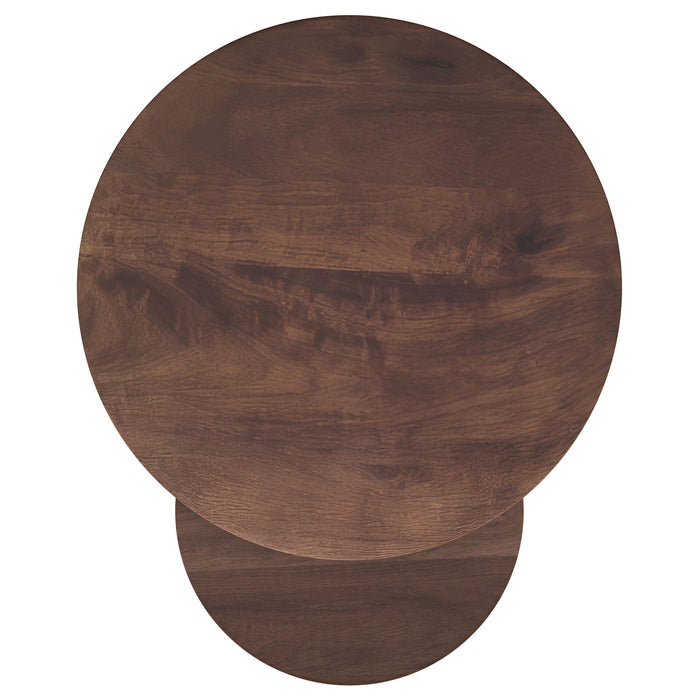 Yency 2-piece Round Mango Wood Nesting Table Set Dark Brown