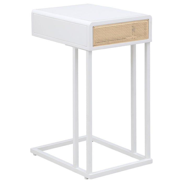 Amherst 1-drawer Radio Weave Cane Metal Side Table