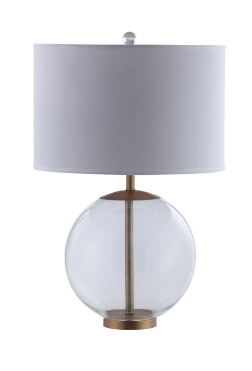 Kenny Drum Shade Table Lamp with Glass Base White - Furniture House (VA)