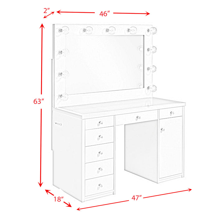 Amia Complete Dressing Table with Lightbulbs