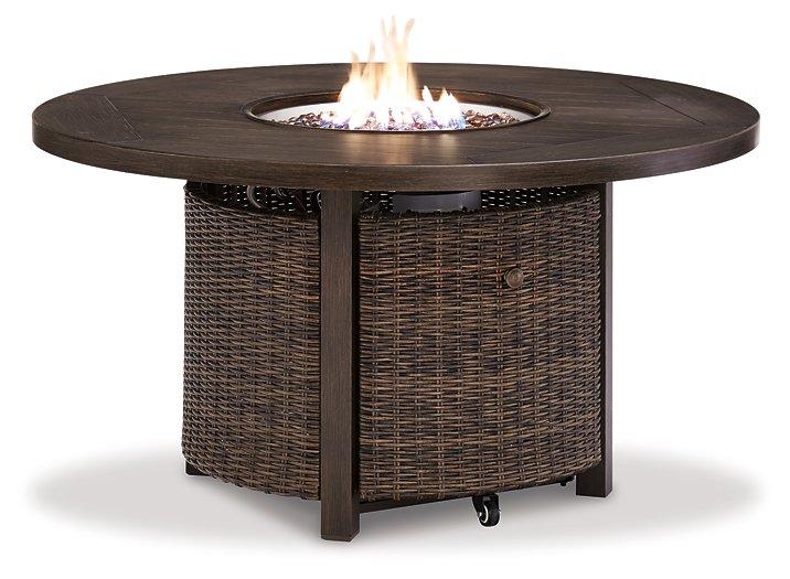 Paradise Trail Paradise Trail Fire Pit Table with 4 Nuvella Swivel Lounge Chairs - Furniture House (VA)