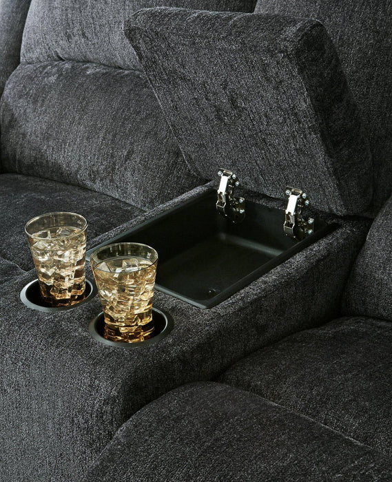 Draycoll Power Reclining Loveseat with Console - Furniture House (VA)