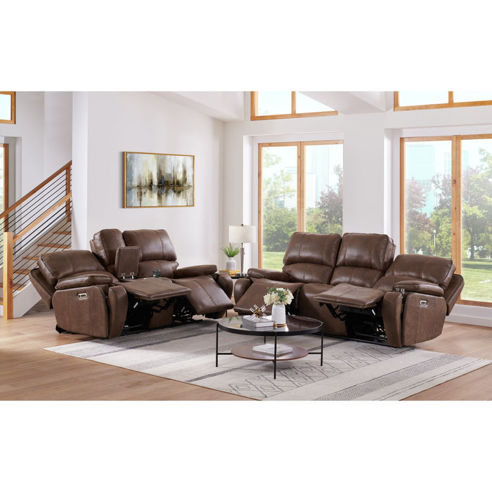 Atlantis Power Motion Sofa with Power Motion Head Recliner in Heritage Brown
