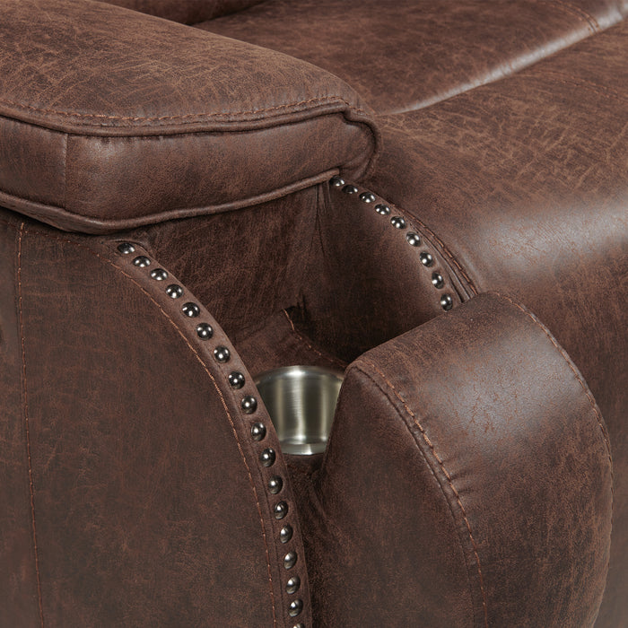 Atlantis Power Motion Sofa with Power Motion Head Recliner in Heritage Brown