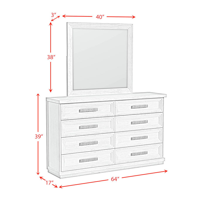 Avalanche Dresser and Mirror Set in Antique White