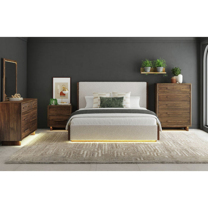 Brisbane UPH Bedroom Set with Boucle Beige and LED