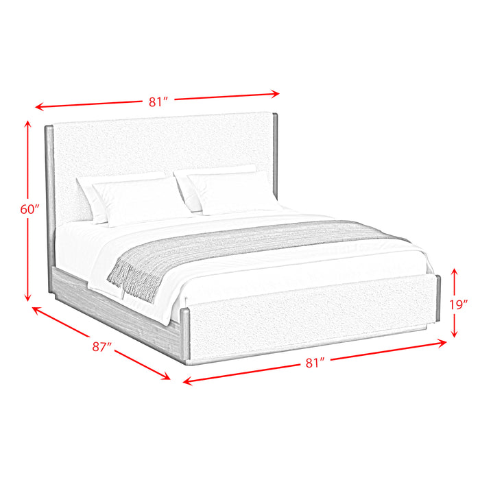 Brisbane UPH Bed with Boucle Beige and LED