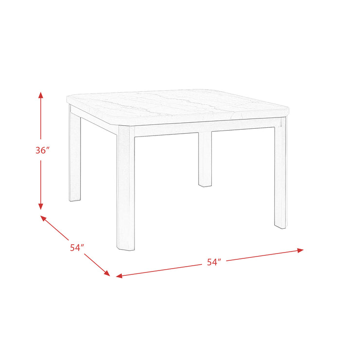 Francesca White Marble Square 5PC Counter Height Dining Set-Table & Four Grey PU Chairs
