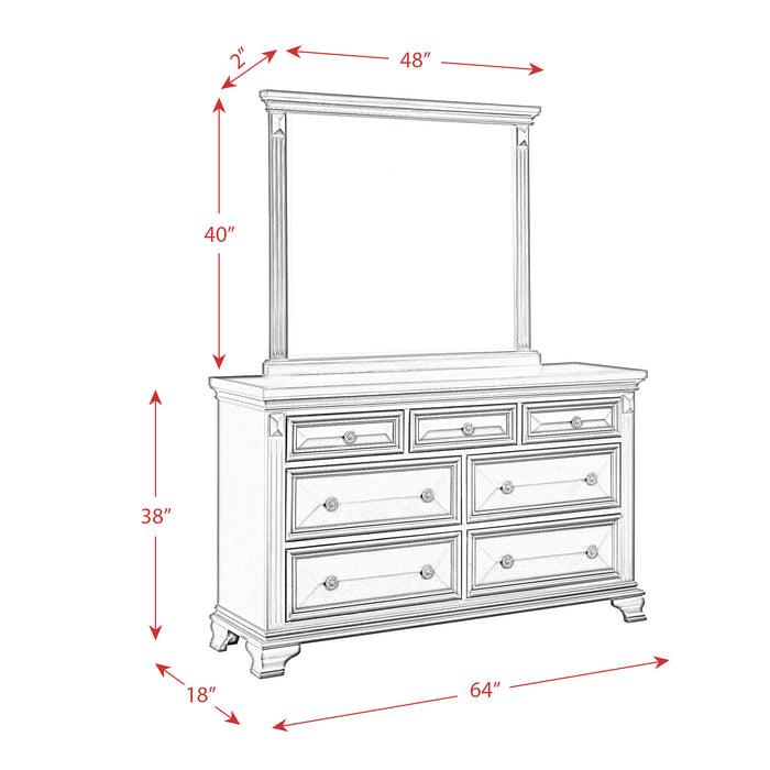 Calloway 7-Drawer Dresser w/ Mirror Set in Antique White
