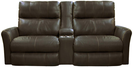 Catnapper Furniture Mara Voice Power Headrest with Lumbar Power Lay Flat Reclining Console Loveseat in Coffee image