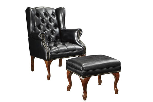 Roberts Button Tufted Back Accent Chair with Ottoman Black and Espresso - Furniture House (VA)