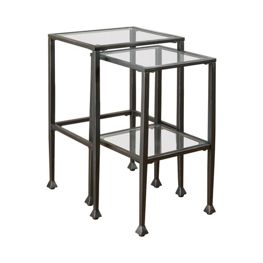 Leilani 2-piece Glass Top Nesting Tables Black - Furniture House (VA)
