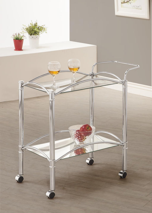 Shadix 2-tier Serving Cart with Glass Top Chrome and Clear - Furniture House (VA)