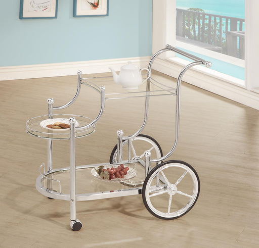 Sarandon 3-tier Serving Cart Chrome and Clear - Furniture House (VA)
