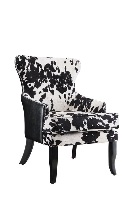Trea Cowhide Print Accent Chair Black and White - Furniture House (VA)