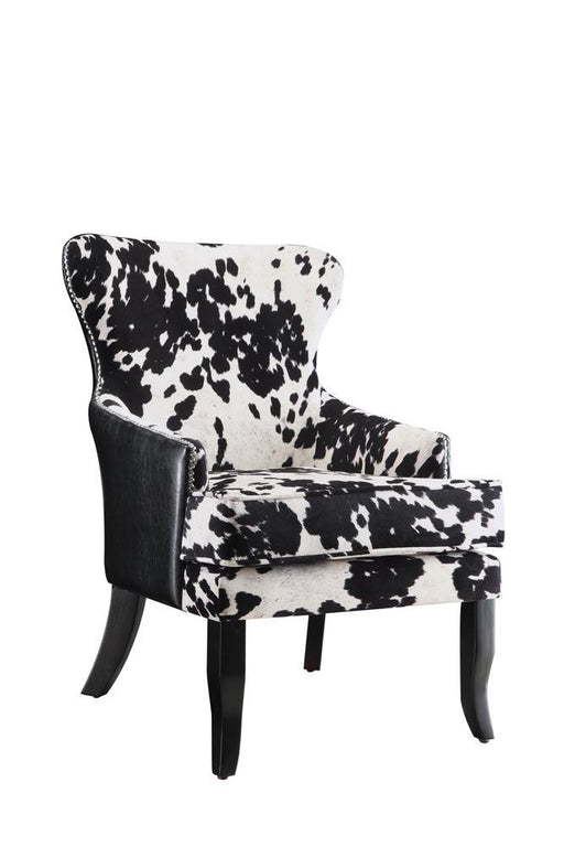 Trea Cowhide Print Accent Chair Black and White - Furniture House (VA)