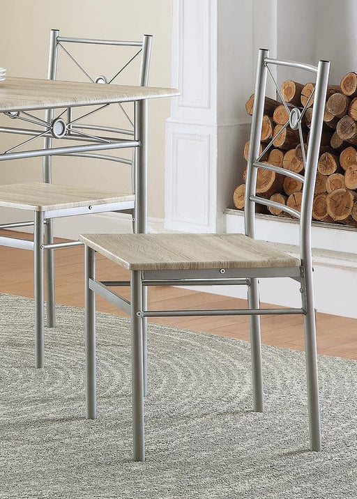 Anna Fontana 5-piece Rectangular Dining Set Brushed Silver - Furniture House (VA)