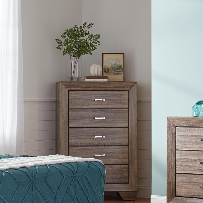 Kauffman 5-drawer Chest Washed Taupe - Furniture House (VA)
