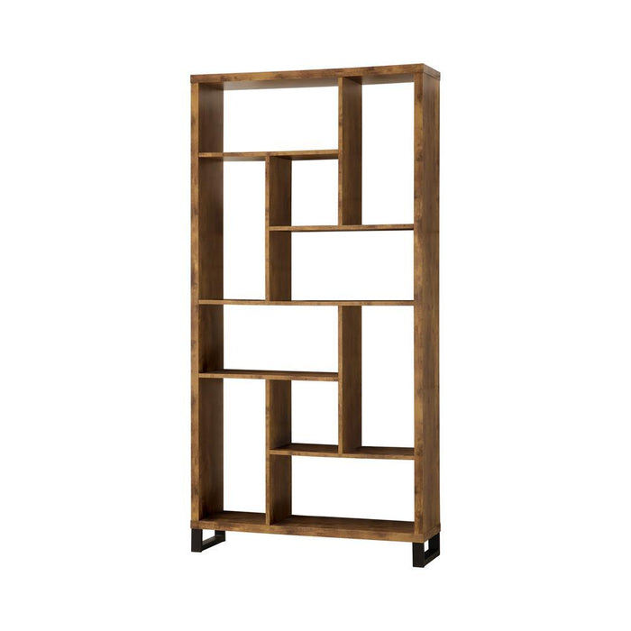 Delwin 10-shelf Bookcase Antique Nutmeg - Furniture House (VA)