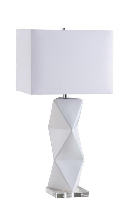 Camie Geometric Ceramic Base Table Lamp White - Furniture House (VA)