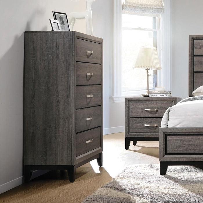 Watson 5-drawer Chest Grey Oak and Black - Furniture House (VA)