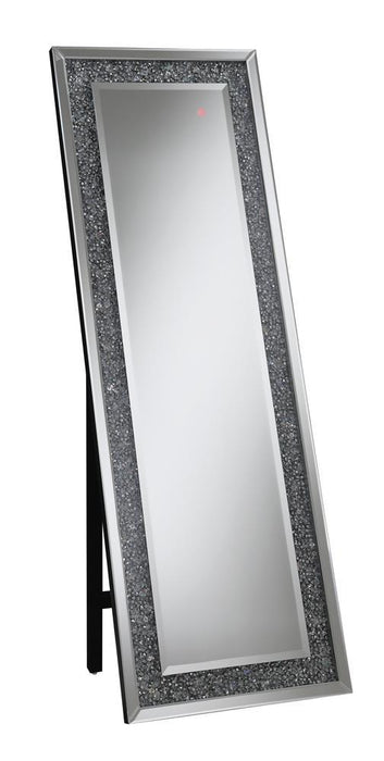 Carisi Rectangular Standing Mirror with LED Lighting Silver - Furniture House (VA)