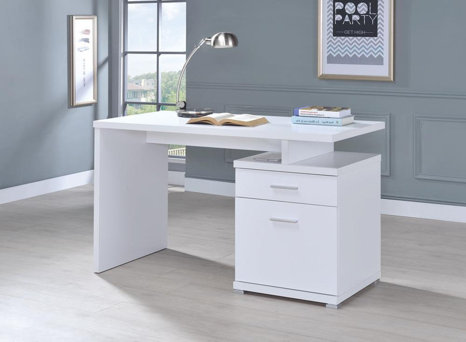 Irving 2-drawer Office Desk with Cabinet White