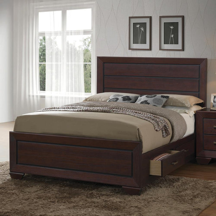 Kauffman California King, Eastren King, & Queen Panel Bed Dark Cocoa - Furniture House (VA)