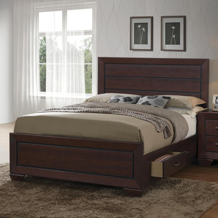 Kauffman California King, Eastren King, & Queen Panel Bed Dark Cocoa - Furniture House (VA)