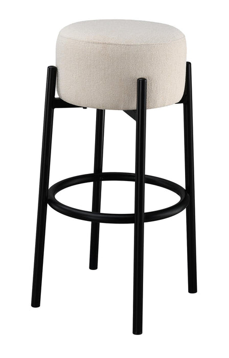 Leonard Upholstered Backless Round Stools White and Black (Set of 2) - Furniture House (VA)