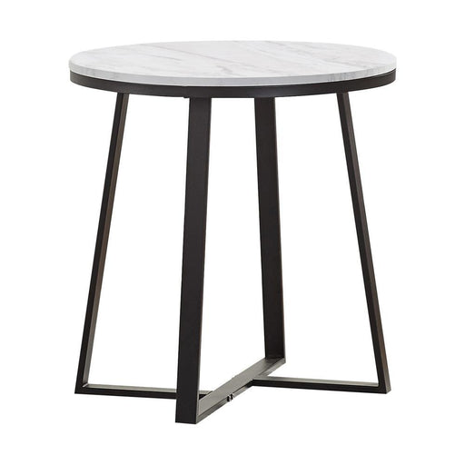 Hugo Metal Base Round End Table White and Matte Black - Furniture House (VA)