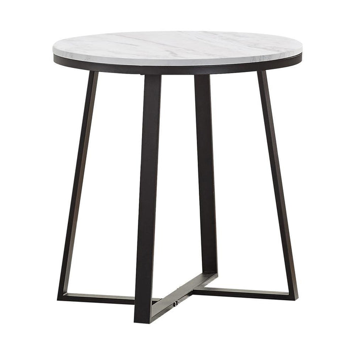 Hugo Metal Base Round End Table White and Matte Black - Furniture House (VA)