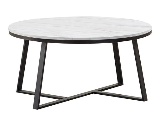 Hugo Round Coffee Table White and Matte Black - Furniture House (VA)