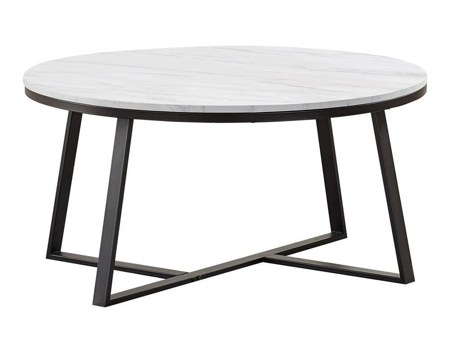 Hugo Round Coffee Table White and Matte Black - Furniture House (VA)