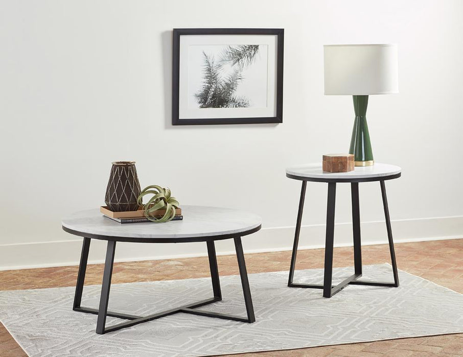 Hugo Round Coffee Table White and Matte Black - Furniture House (VA)