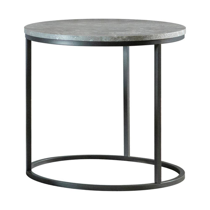 Lainey Faux Marble Round Top End Table Grey and Gunmetal - Furniture House (VA)