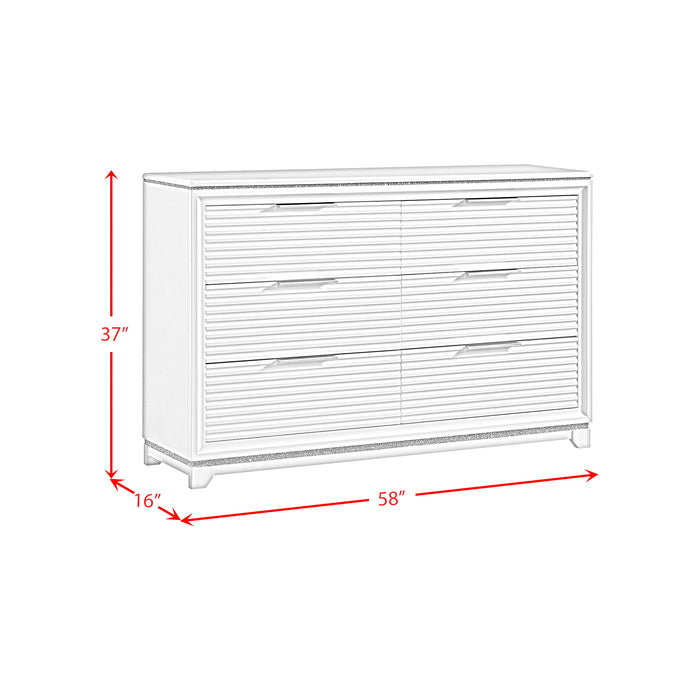 Denmark 6-Drawer Dresser in White