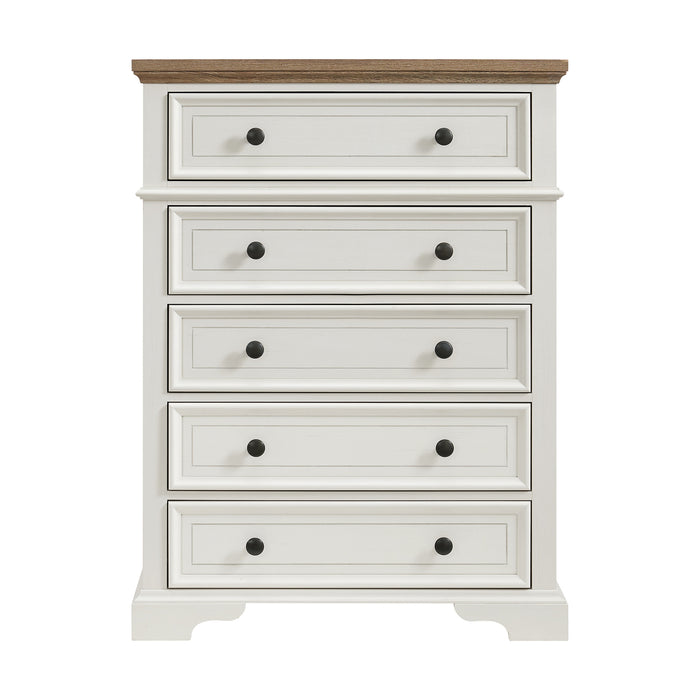 Eastwood Youth 5-Drawer Chest in Brown and Off-White