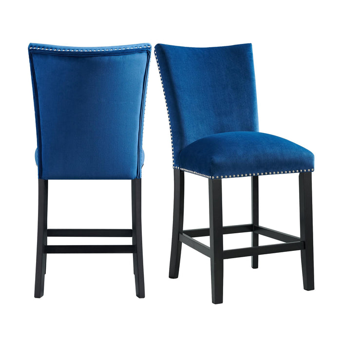Francesca Blue Velvet Counter Height Chair Set of 2 image