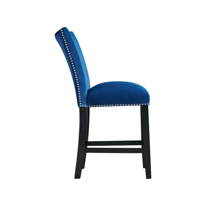 Francesca Blue Velvet Counter Height Chair Set of 2