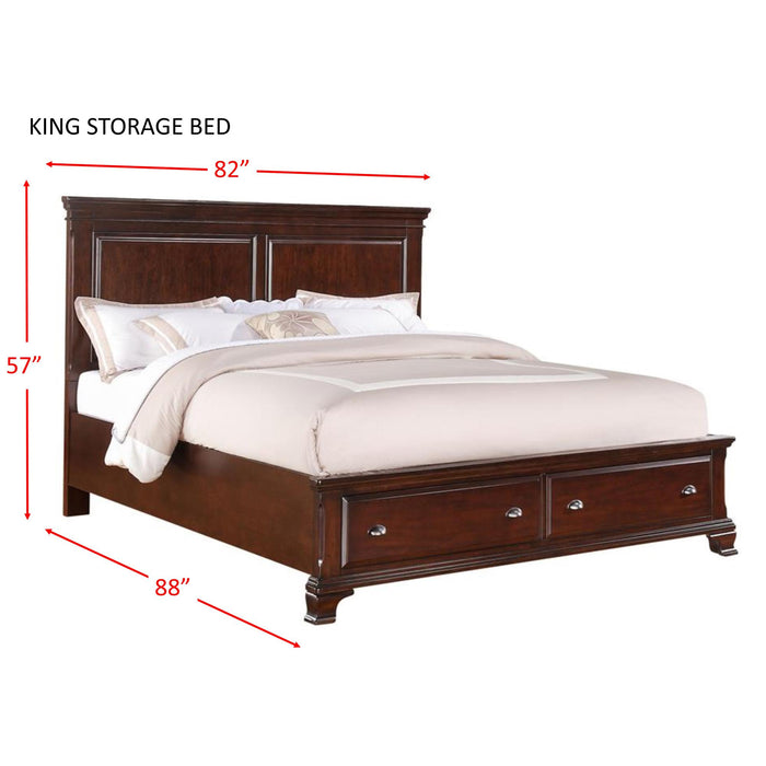 Canton Cherry King Storage Bed - Furniture House (VA)