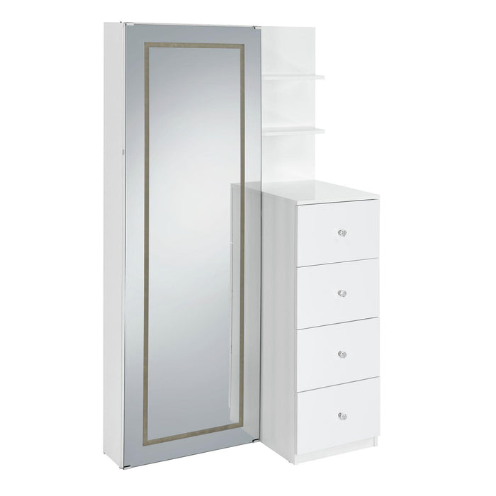 Vancouver Floor Mirror With Storage in White - Furniture House (VA)