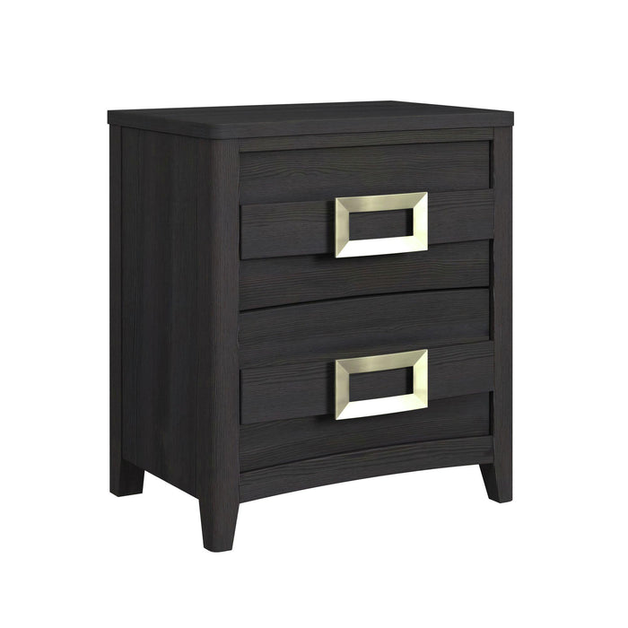 Tobias 2-Drawer Nightstand with USB in Black